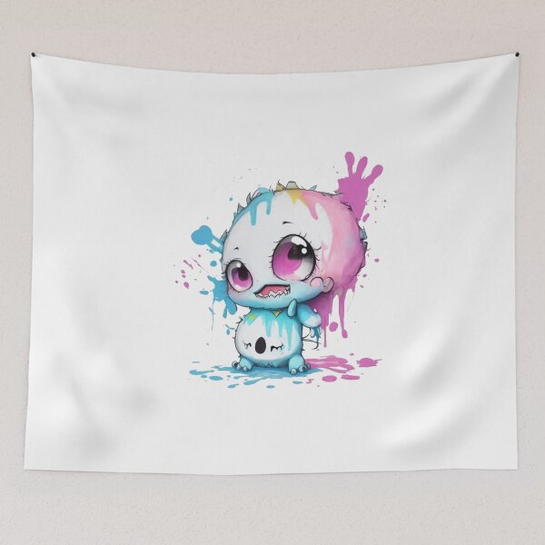 Item preview, Adorable Splash Paint Vector Sticker - Adorable Monster with Pink and Blue Paint Splatters" designed and sold by Gigglyvibes.