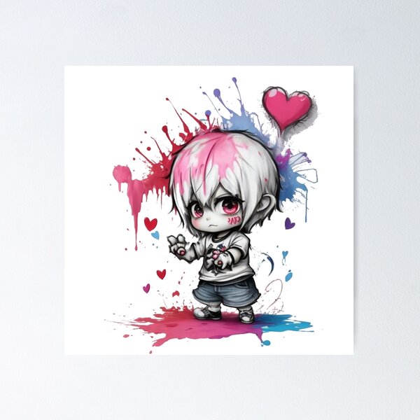 Item preview, Love Splash Paint Vector Sticker - Adorable Monster with Pink and red Paint Splatters" designed and sold by Gigglyvibes.