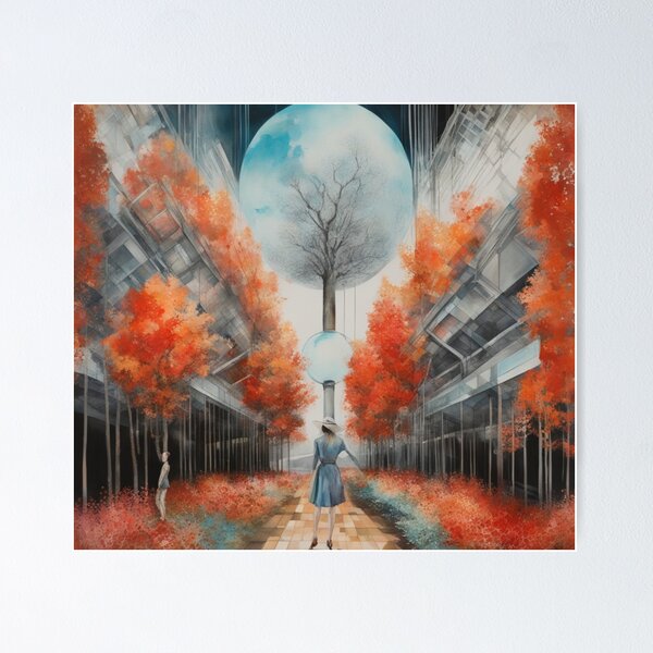 Item preview, Lady in the Moonlit Autumn City Forest  designed and sold by DigiDesignArt.
