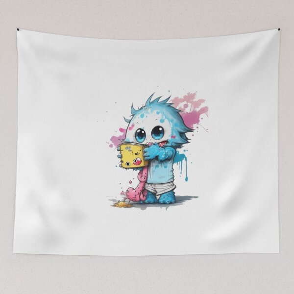 Item preview, Tangled Splash Paint Vector Sticker - Adorable Monster with Pink and blue Paint Splatters" designed and sold by Gigglyvibes.