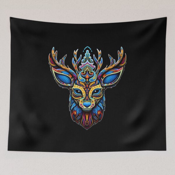 Item preview, Enchanted Huichol Blue Deer: A Tapestry of Tradition designed and sold by Mr.Psychedelia.