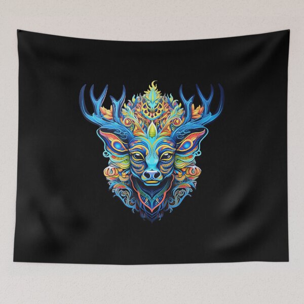 Item preview, Tribute to Huichol Mysticism: Psychedelic Blue Deer designed and sold by Mr.Psychedelia.