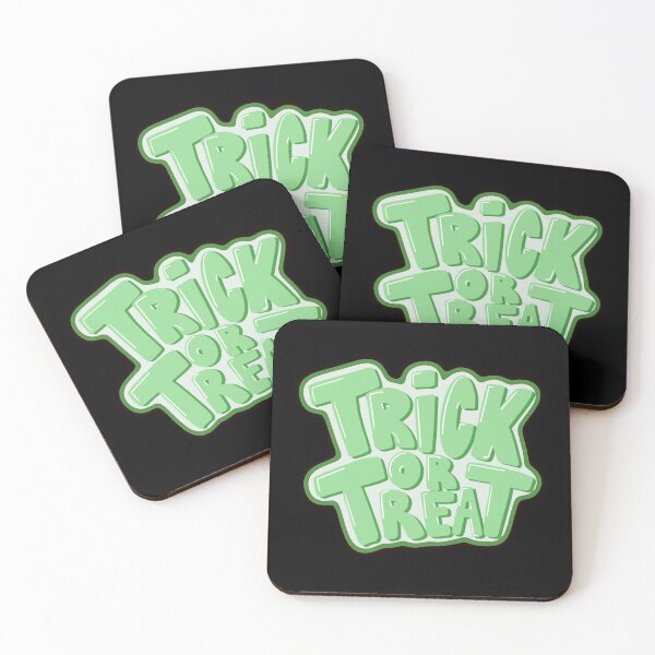 Item preview, Halloween Trick or Treat Green Simple Text Design by ZeesDesign on Redbubble designed and sold by ZEESDESIGN.