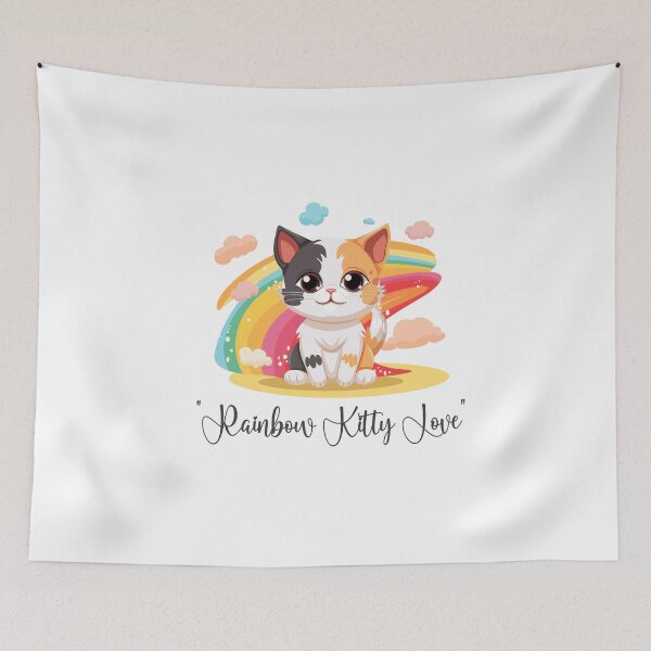 Aperçu de l'œuvre Chat mignon, Rainbow Kitty Love, Chat arc-en-ciel créée et vendue par maxleengraphix.