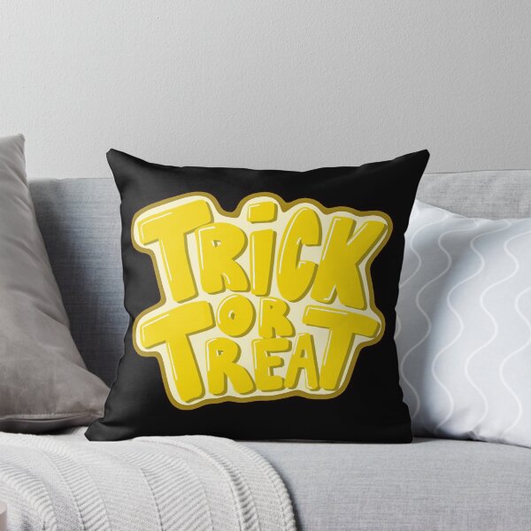 Item preview, Halloween Trick or Treat Yellow Simple Text Design by ZeesDesign on Redbubble designed and sold by ZEESDESIGN.