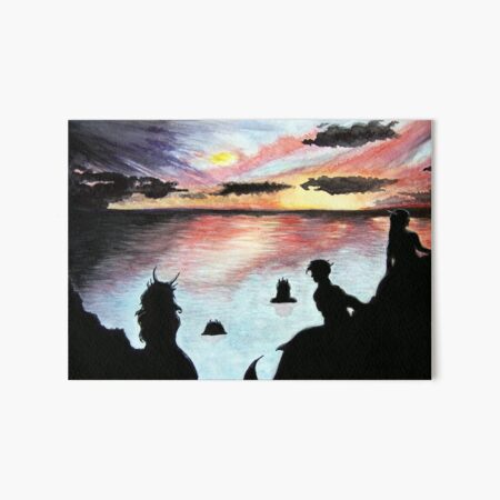 Mermaids at Sunset Art Board Print