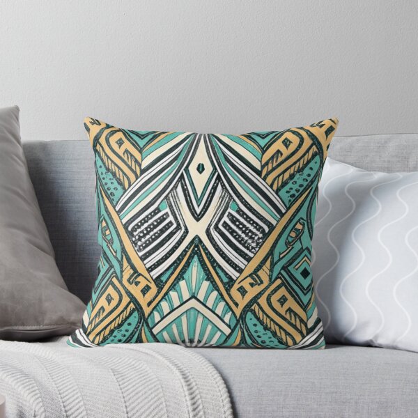 Aperçu de l'œuvre Turquoise Indien Sarcelle Et Or Sarcelle Et Doré Motif Noir Blanc Élégant créée et vendue par Moonsiess.
