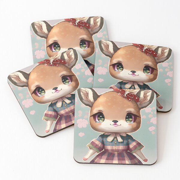 Item preview, Cute Victorian Steampunk Plaid Watercolor Flower Anime Feminine Deer designed and sold by ScarletGoldenOx.
