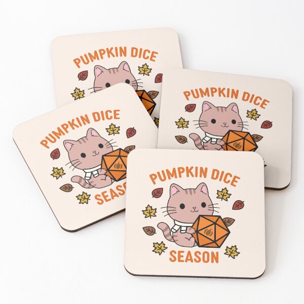Item preview, Pumpkin Dice Season | Fall DnD Cat with D20 designed and sold by Cute N' Nerdy Shop.