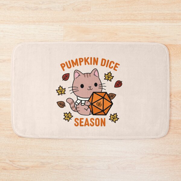 Item preview, Pumpkin Dice Season | Fall DnD Cat with D20 designed and sold by Cute N' Nerdy Shop.
