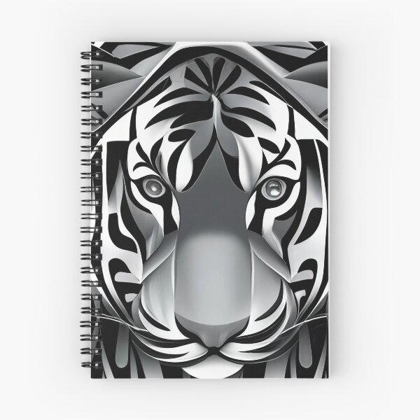 Item preview, Tiger Elegance Unveiled: Minimalist Geometric Art in Black and White designed and sold by Purple-Glow.