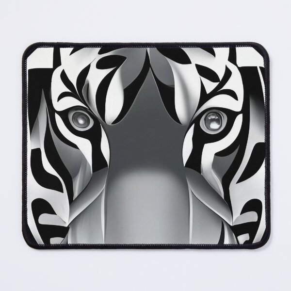 Item preview, Tiger Elegance Unveiled: Minimalist Geometric Art in Black and White designed and sold by Purple-Glow.