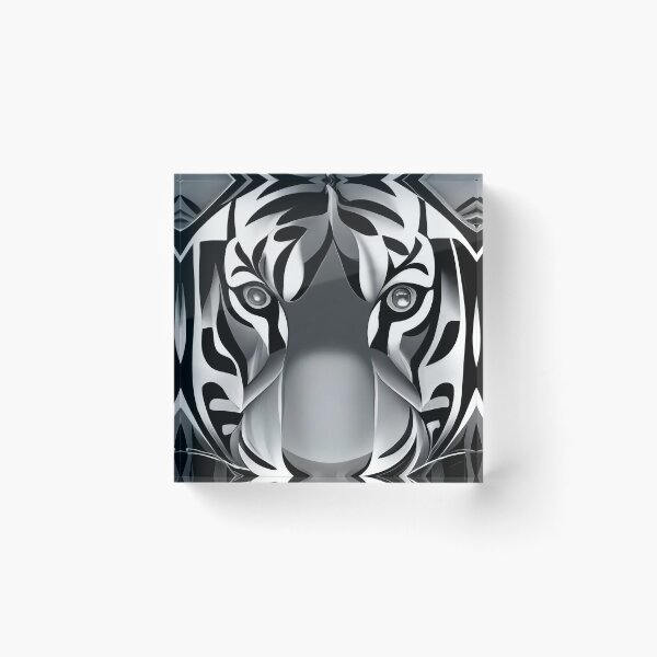 Item preview, Tiger Elegance Unveiled: Minimalist Geometric Art in Black and White designed and sold by Purple-Glow.