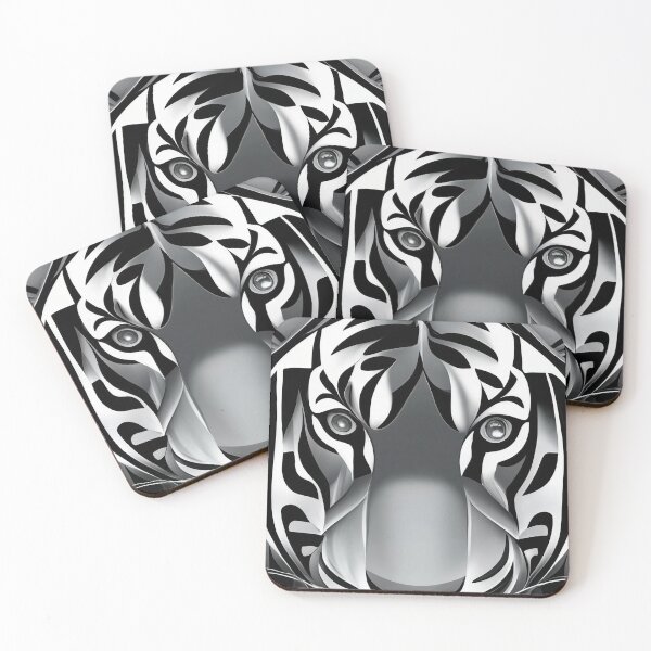 Item preview, Tiger Elegance Unveiled: Minimalist Geometric Art in Black and White designed and sold by Purple-Glow.