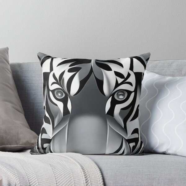 Item preview, Tiger Elegance Unveiled: Minimalist Geometric Art in Black and White designed and sold by Purple-Glow.