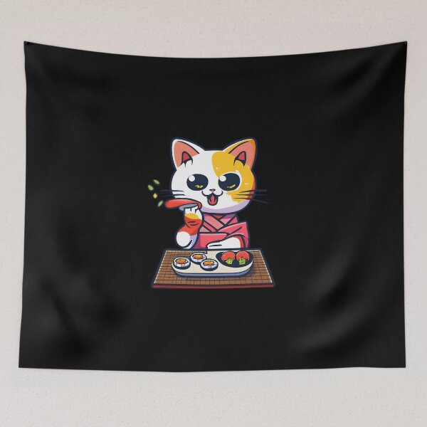 Item preview, Sweet Cat eating Fish Like a Japanese designed and sold by JurenArt.