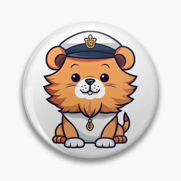 Item preview, Cute Kawaii Lion with Captain Hat designed and sold by eyestetix.
