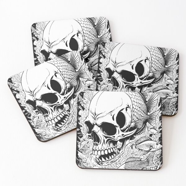 Item preview, Skull fish black and white version designed and sold by deathanarchy.