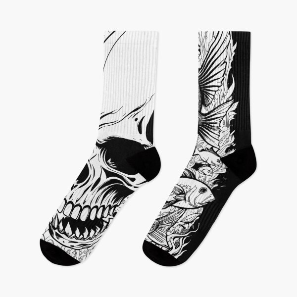 Item preview, Skull fish black and white version designed and sold by deathanarchy.
