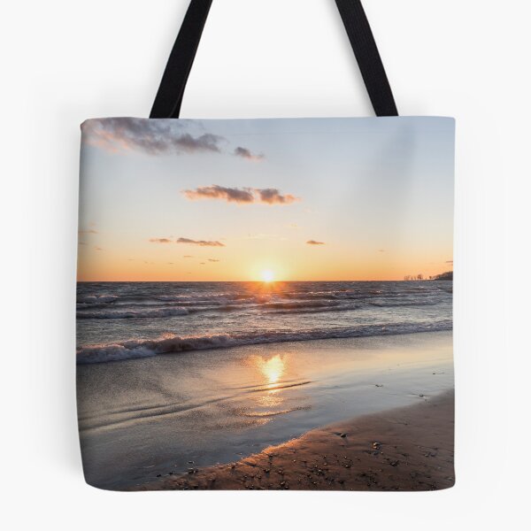 Item preview, Resplendent Sunset with Waves - Lorraine Bay Private Beach on Lake Erie North Shore designed and sold by Georgia Mizuleva.