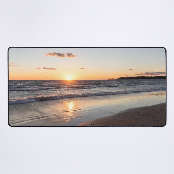 Item preview, Resplendent Sunset with Waves - Lorraine Bay Private Beach on Lake Erie North Shore designed and sold by Georgia Mizuleva.