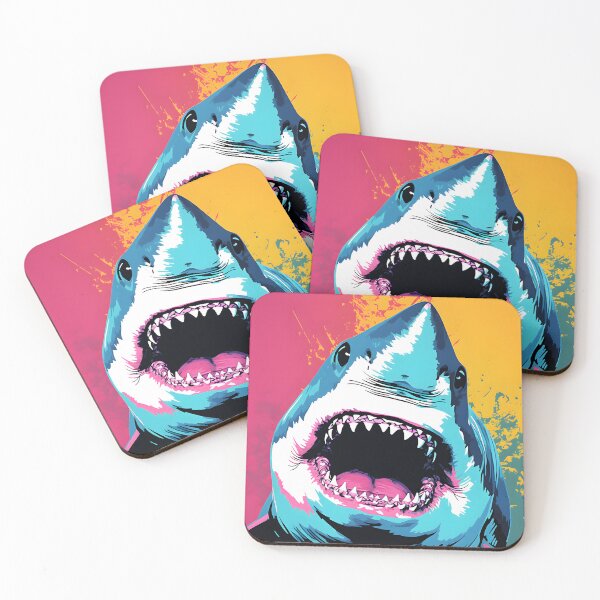 Item preview, shark portrait art. animal colorful. Animal throw pillow.  designed and sold by formform.