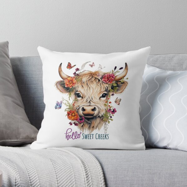 Highland Cow Animal Pillow Decorative Nursery Decor Farm Nursery