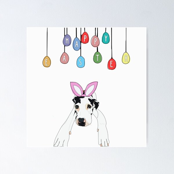 Item preview, Happy Easter Bunny - Great Dane Dog designed and sold by sketchandpaws.