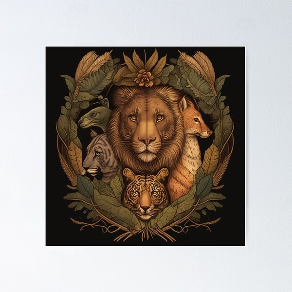 Item preview, Wild Harmony: Earthy Tones Animal Ensemble designed and sold by PaintbrushPlace.
