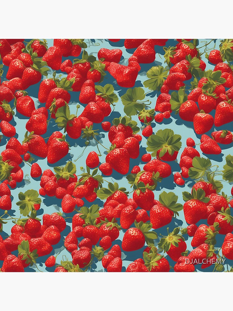 Thumbnail 3 of 3, Sticker, Strawberries pattern designed and sold by DJALCHEMY.