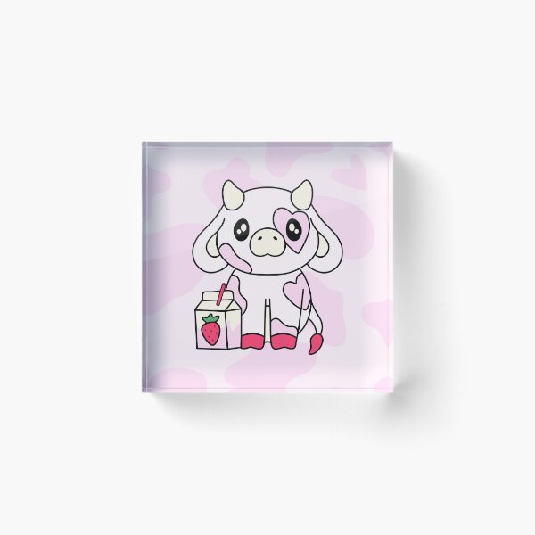 Item preview, Cute Pink Strawberry Cow Kawaii Strawberry Milk Cow designed and sold by HayleeDesigns.