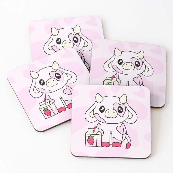 Item preview, Cute Pink Strawberry Cow Kawaii Strawberry Milk Cow designed and sold by HayleeDesigns.