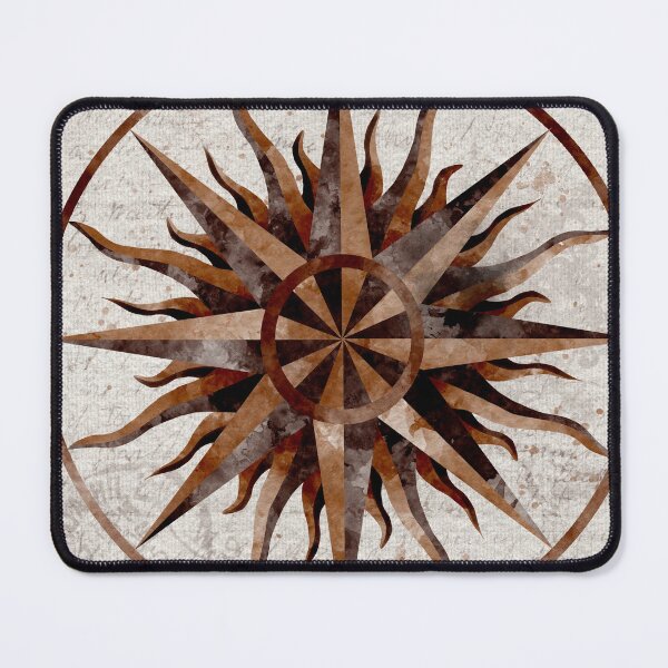 Item preview, Natural Wood Tones Watercolor Compass Rose Linen Look with Script designed and sold by Valerie Englehart.
