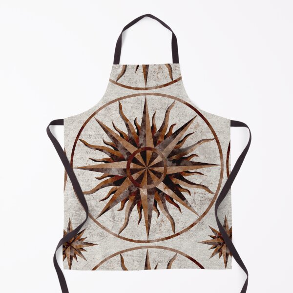 Item preview, Natural Wood Tones Watercolor Compass Rose Linen Look with Script designed and sold by Valerie Englehart.