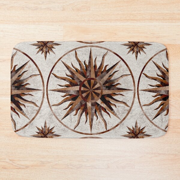 Item preview, Natural Wood Tones Watercolor Compass Rose Linen Look with Script designed and sold by Valerie Englehart.