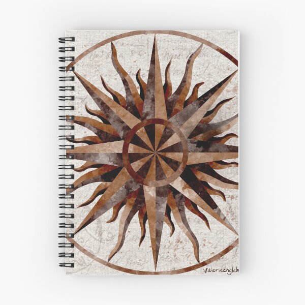 Item preview, Natural Wood Tones Watercolor Compass Rose Linen Look with Script designed and sold by Valerie Englehart.