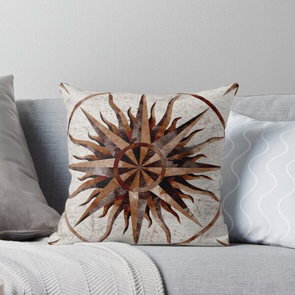 Item preview, Natural Wood Tones Watercolor Compass Rose Linen Look with Script designed and sold by Valerie Englehart.