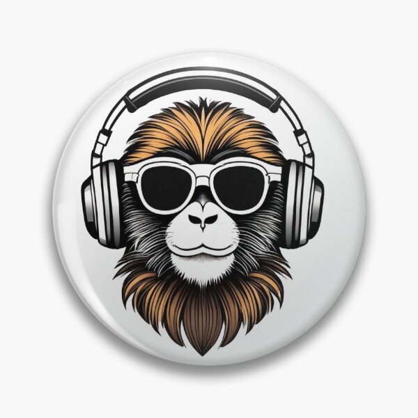 Item preview, With their smiling hearts, monkeys are true friends who always brighten your day - a cool chimp with headphones on listening to music designed and sold by netongeld.