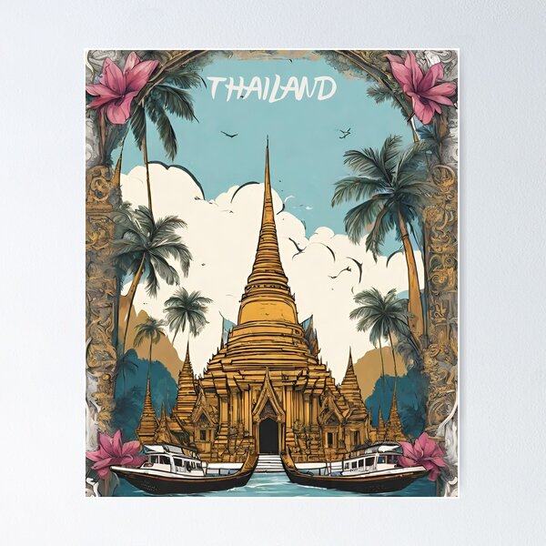 Item preview, World travel fly to Thailand  with Chedii and boats brafdesign  designed and sold by Brafdesign.