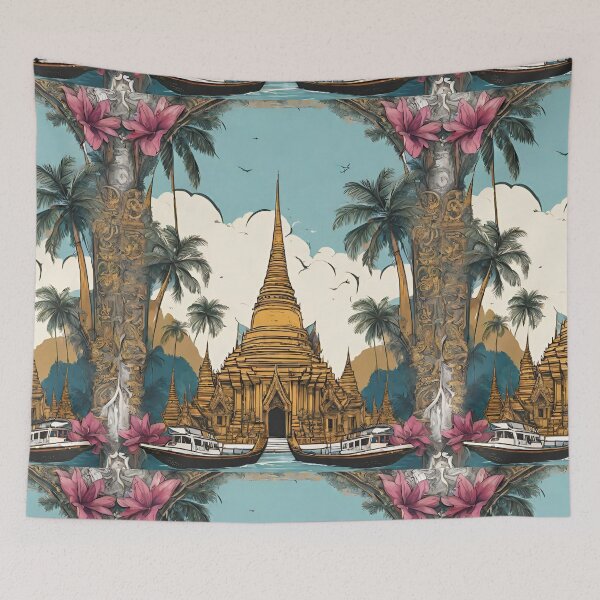 Item preview, World travel fly to Thailand  with Chedii and boats brafdesign  designed and sold by Brafdesign.