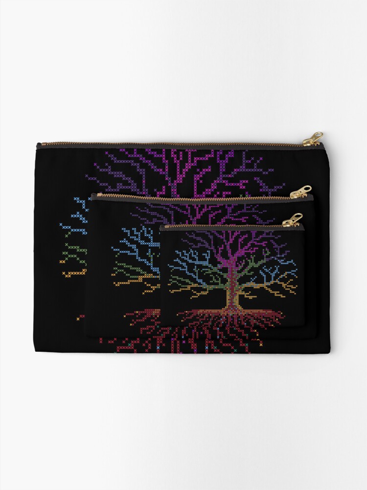 Rainbow Chakra Tree of Life - Cross Stitch Chart Pattern on Black