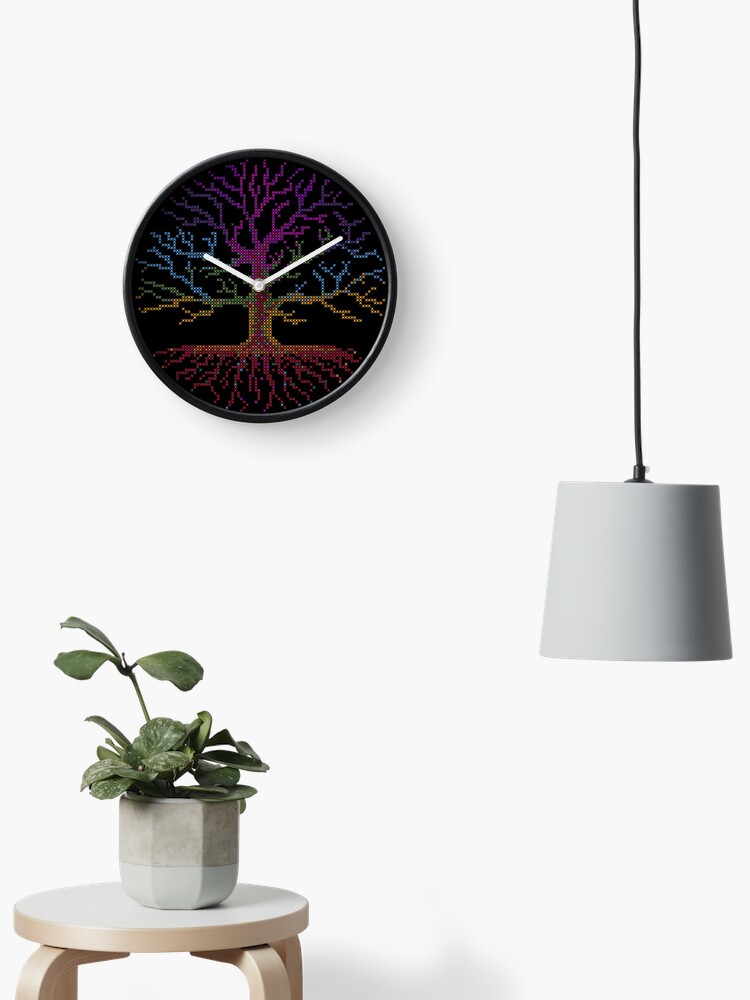 Rainbow Chakra Tree of Life - Cross Stitch Chart Pattern on Black