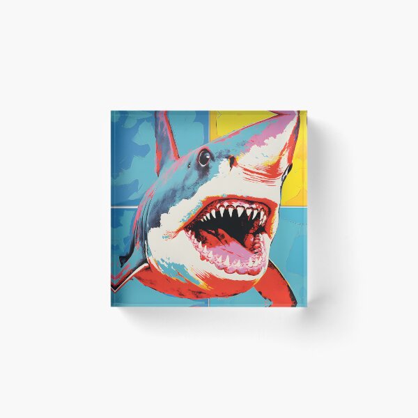 Item preview, shark portrait art. animal colorful. Animal throw pillow.  designed and sold by formform.