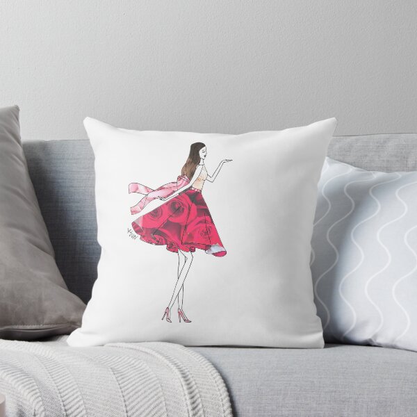 Item preview, Fashion Sketch Illustration Girl Blowing Kiss Roses 1950's Bow designed and sold by Eva Phan.