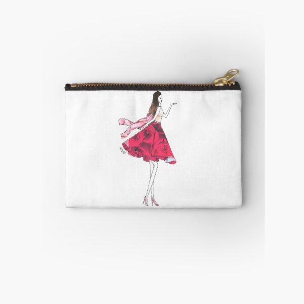 Item preview, Fashion Sketch Illustration Girl Blowing Kiss Roses 1950's Bow designed and sold by Eva Phan.