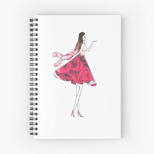 Item preview, Fashion Sketch Illustration Girl Blowing Kiss Roses 1950's Bow designed and sold by Eva Phan.