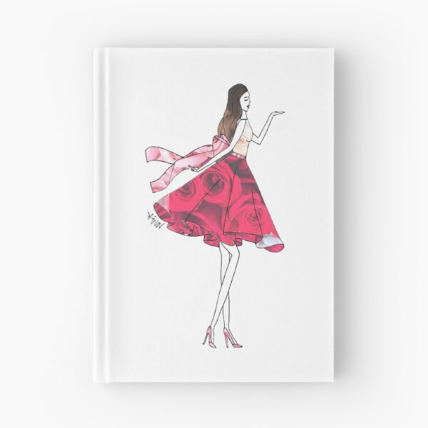 Item preview, Fashion Sketch Illustration Girl Blowing Kiss Roses 1950's Bow designed and sold by Eva Phan.