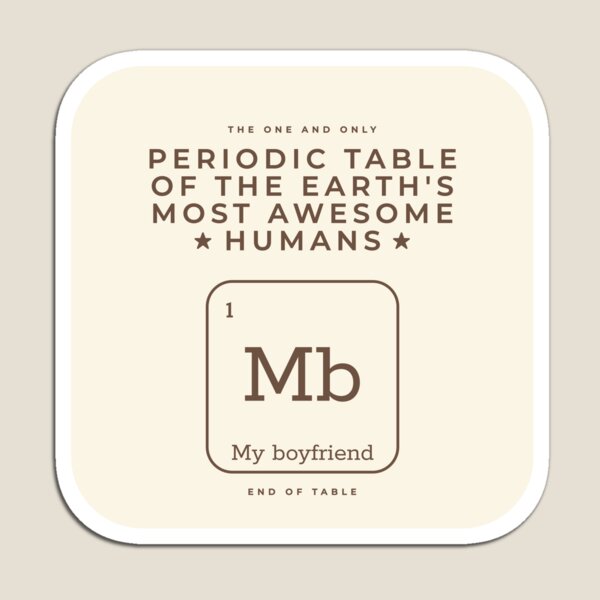 Boyfriend Periodic Table Minimalist Magnet for Sale by Piotr Kowalczyk