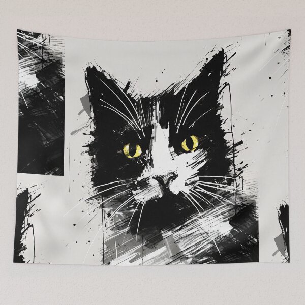 Item preview, Eccentric Cat: Unique Black and White Graphic designed and sold by Piotrek0001.