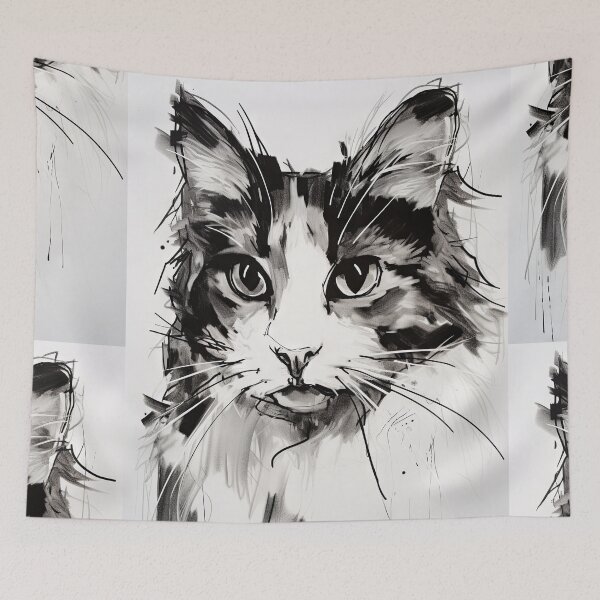 Item preview, Eccentric Cat: Unique Black and White Graphic designed and sold by Piotrek0001.